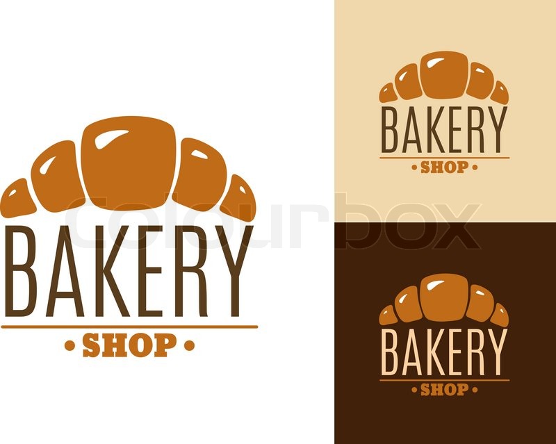 Croissant bakery emblem or logo with text Bakery Shop. For
