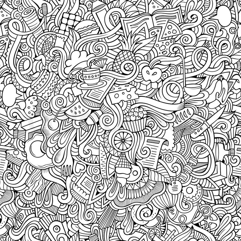 Doodle Pattern Vector | cartoon vector doodles hand drawn food seamless pattern Doodle Pattern Vector | cartoon vector doodles hand drawn food seamless pattern