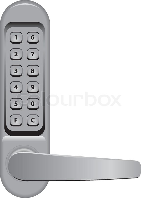 Door handle with combination lock. ... | Stock vector | Colourbox