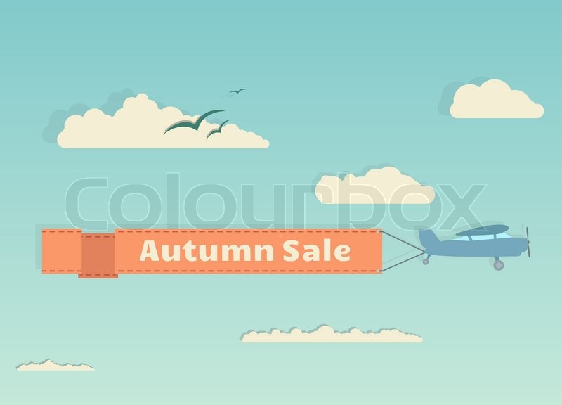 Cartoon Plane With Banner Flying Among Stock Vector Colourbox