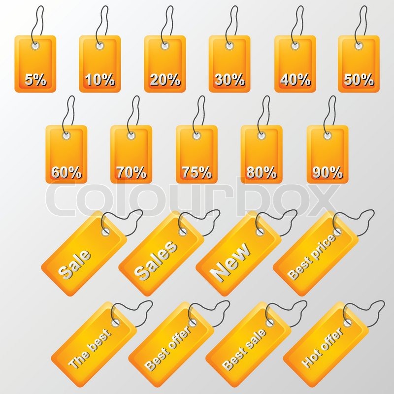 Set of orange labels with white  | Stock vector | Colourbox