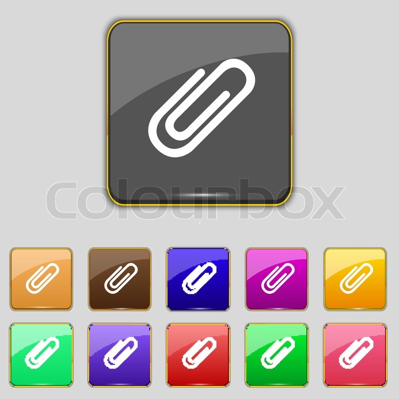 Paper clip sign icon. Clip symbol. Set Stock vector Colourbox