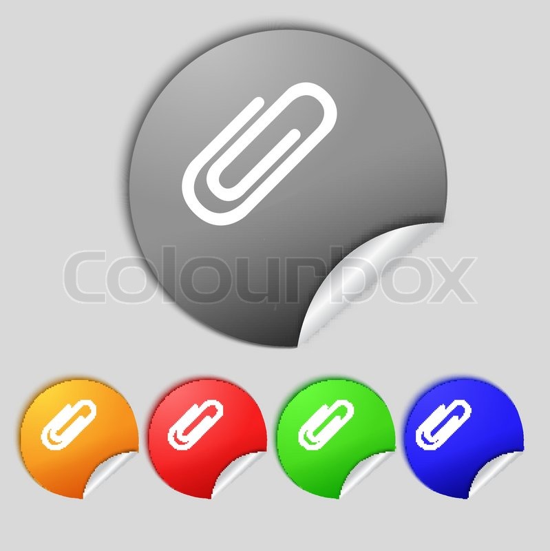 Paper clip sign icon. Clip symbol. Set Stock vector Colourbox