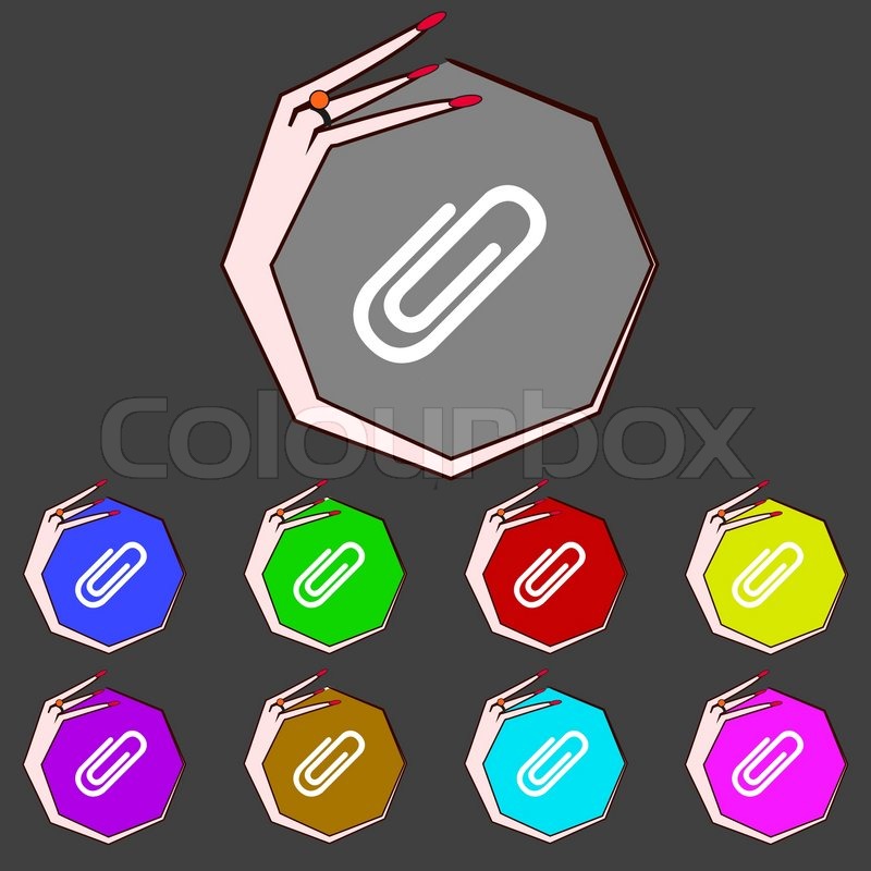 Paper clip sign icon. Clip symbol. Set Stock vector Colourbox