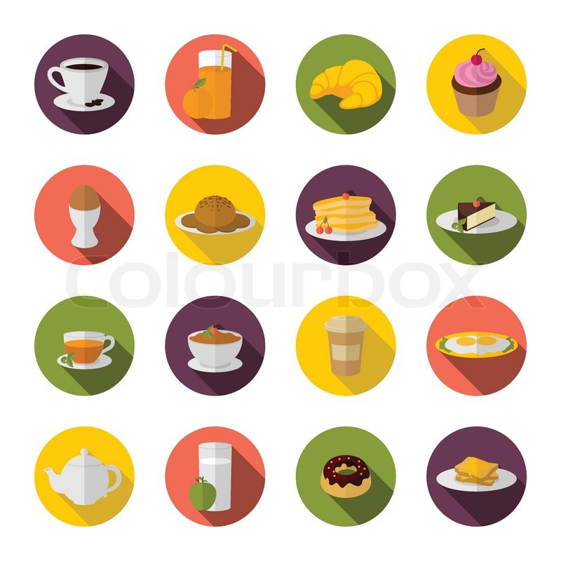 Breakfast Food And Drink Icon With Tea Coffee Croissant Sandwich Flat Set Vector Illustration Breakfast Food And Drink Icon With Tea Coffee Croissant Sandwich Flat Set Vector Illustration