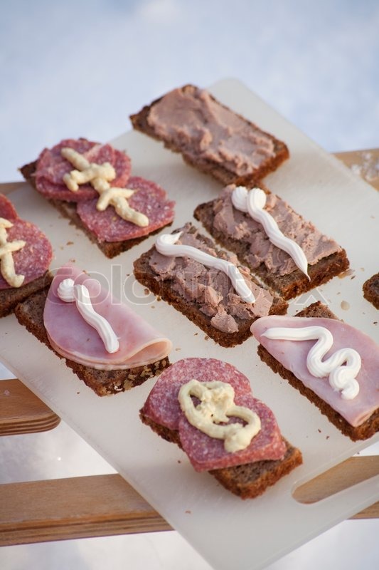 Nærbillede af lækre smørrebrød på | Stock foto | Colourbox