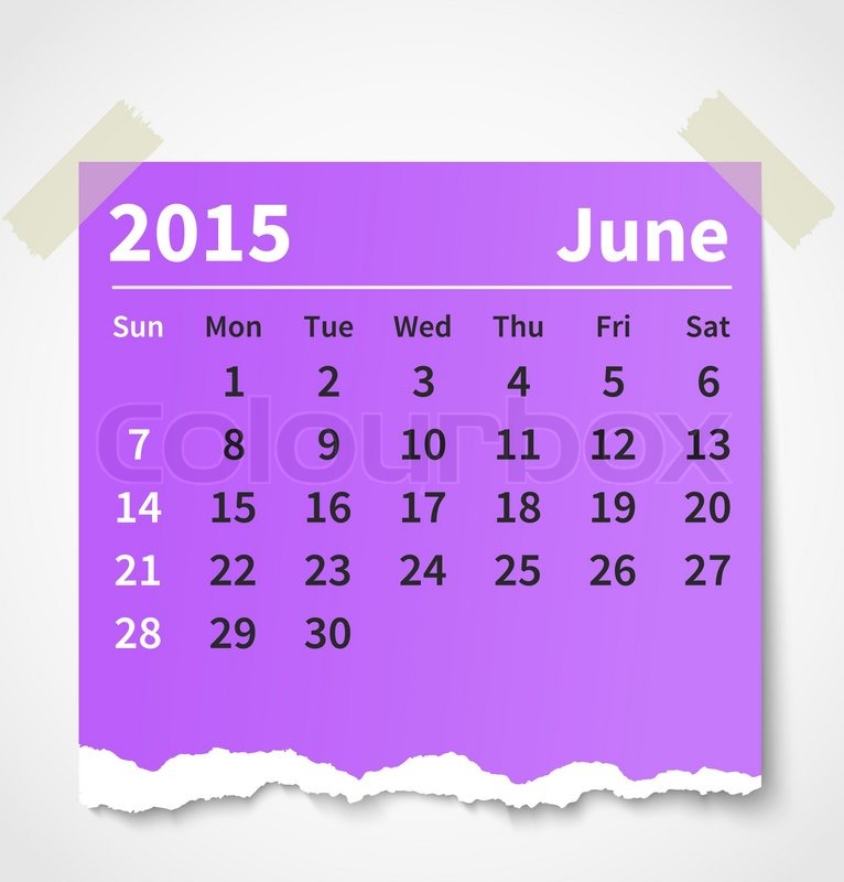 calendar june 2015 colorful torn stock vector colourbox weekly calendar june 2015