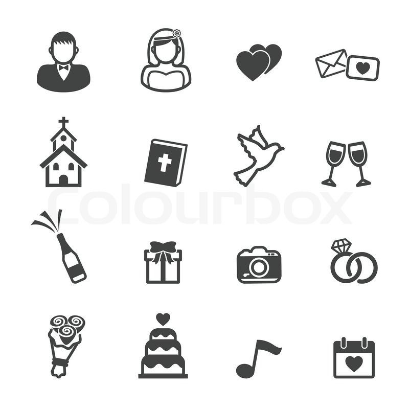 Wedding ceremony icons, mono vector | Stock vector | Colourbox