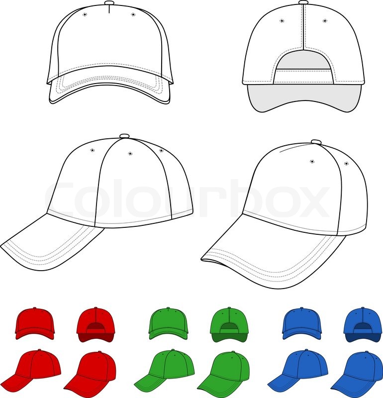 Cap Vector Illustration Featured Front Back Side Top Isolated On White You Can Change The Cap Design Template