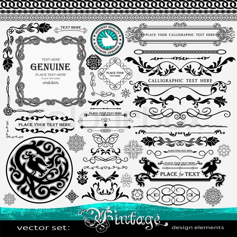 Vintage Design Elements Ornaments And Dividers Elegant Page Background Decorations Exclusive Highest Quality Retro Style Set Of Ornate Floral