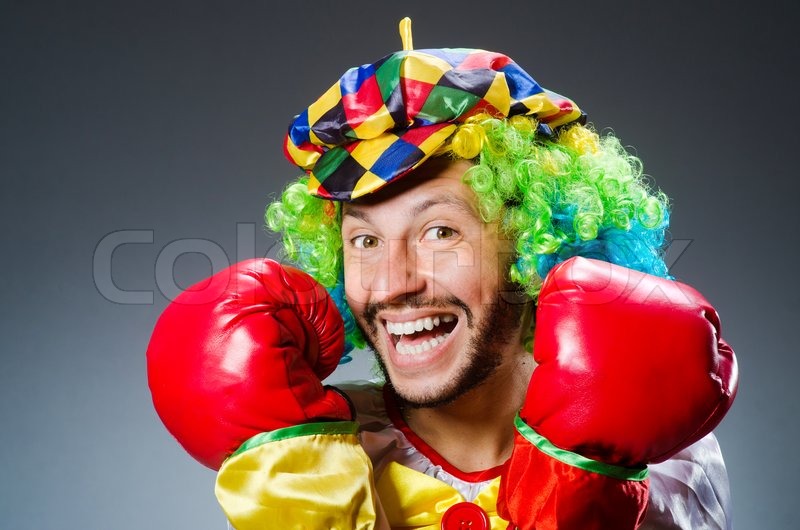 Funny clown with boxing gloves | Stock image | Colourbox
