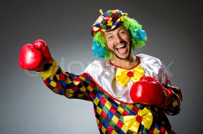 Funny clown with boxing gloves | Stock image | Colourbox