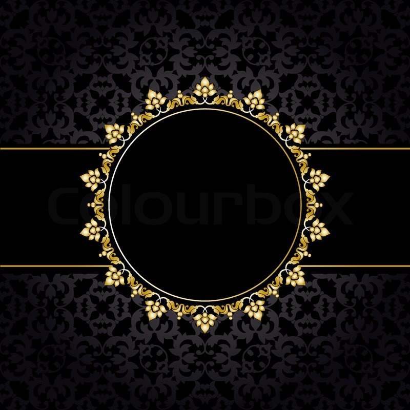 Royal Pattern Frame | royal pattern with golden frame on black background Royal Pattern Frame | royal pattern with golden frame on black background