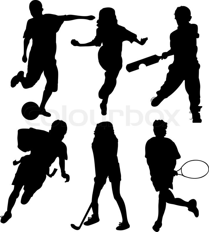 kids playing sports silhouette