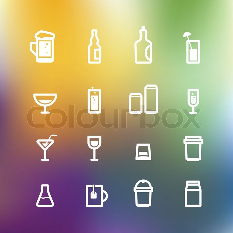 White drink icons clip-art on color | Stock vector | Colourbox