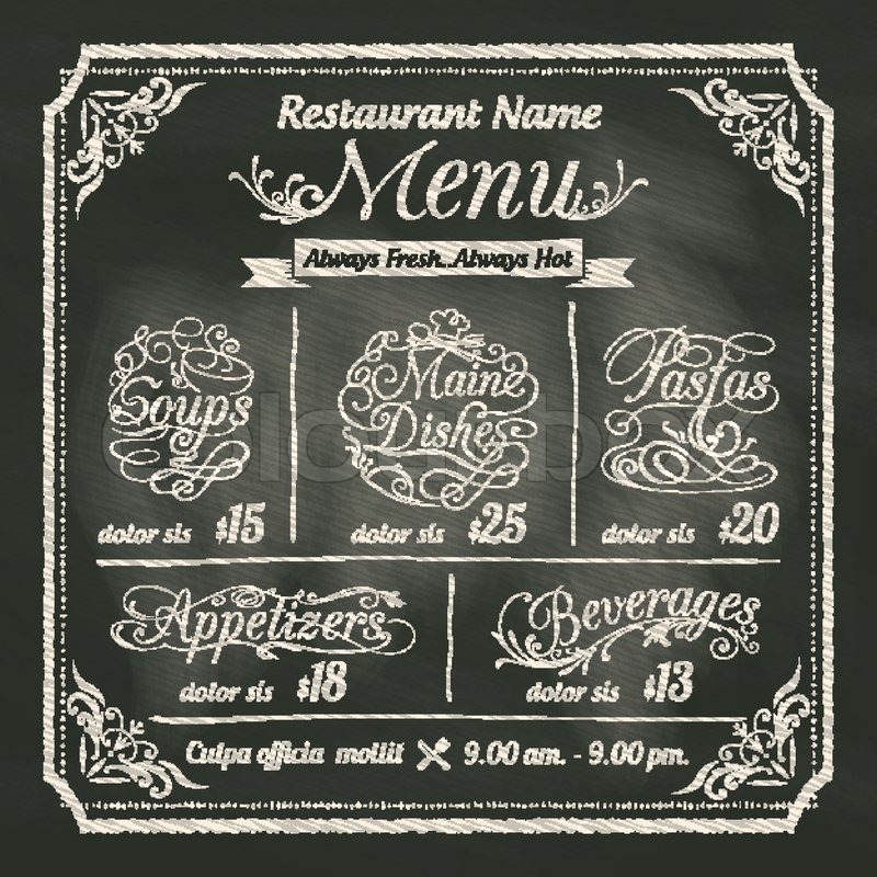 menu chalkboard design