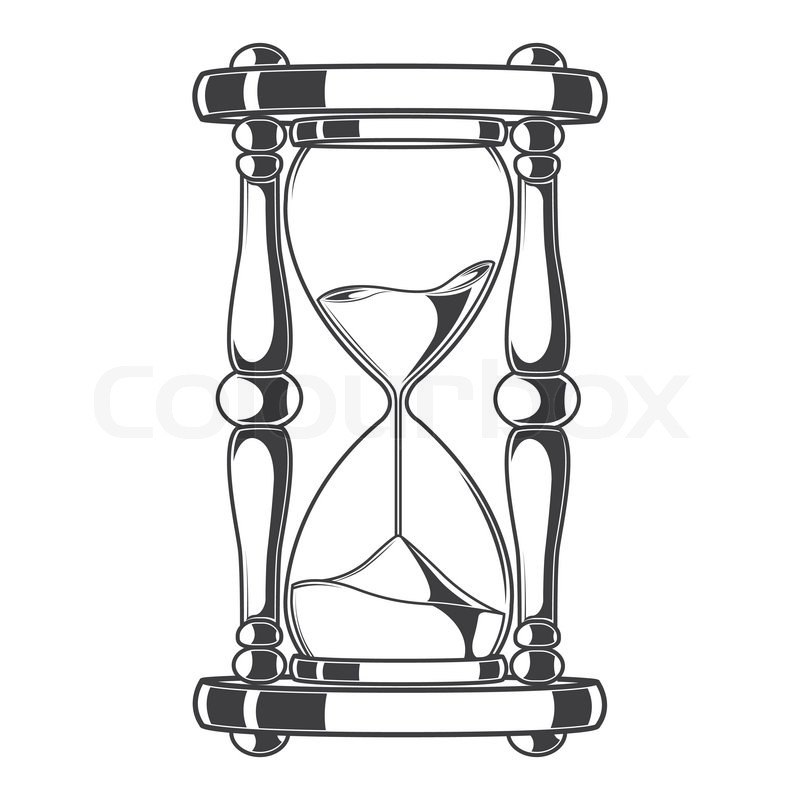 Line Art Box Designs : Antique sand hourglass isolated on a white background