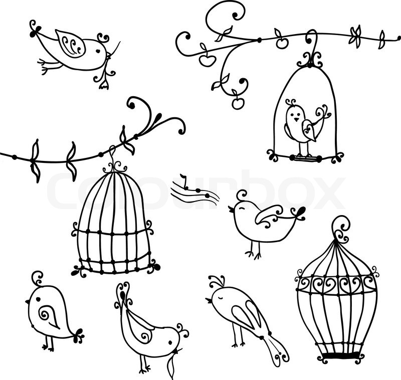 set of cute birds