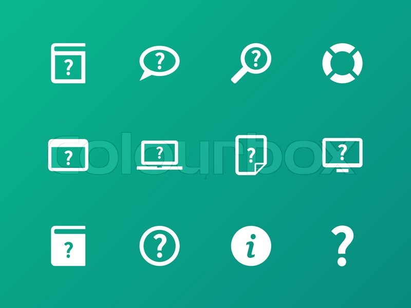 Help and FAQ icons on green ... | Stock vector | Colourbox