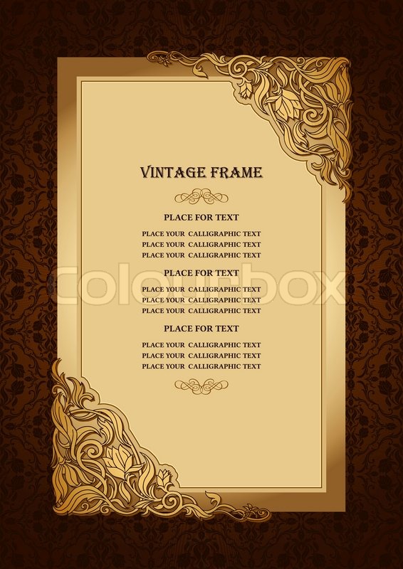 Vintage floral background with royal, gold ornamental art frame, victorian  style border, damask rich wallpaper ornaments, luxury invitation card,  creative certificate template for design | Stock vector | Colourbox