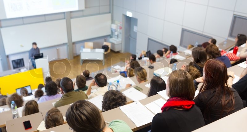 Speaker giving presentation in lecture ... | Stock image | Colourbox