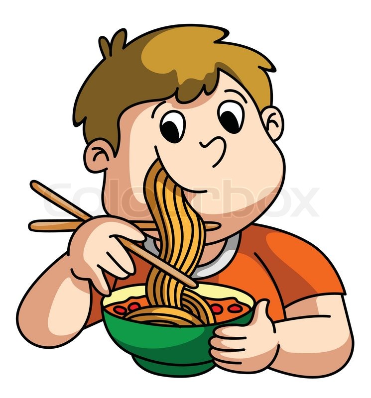 Boy Eating Noodle Stock vector Colourbox