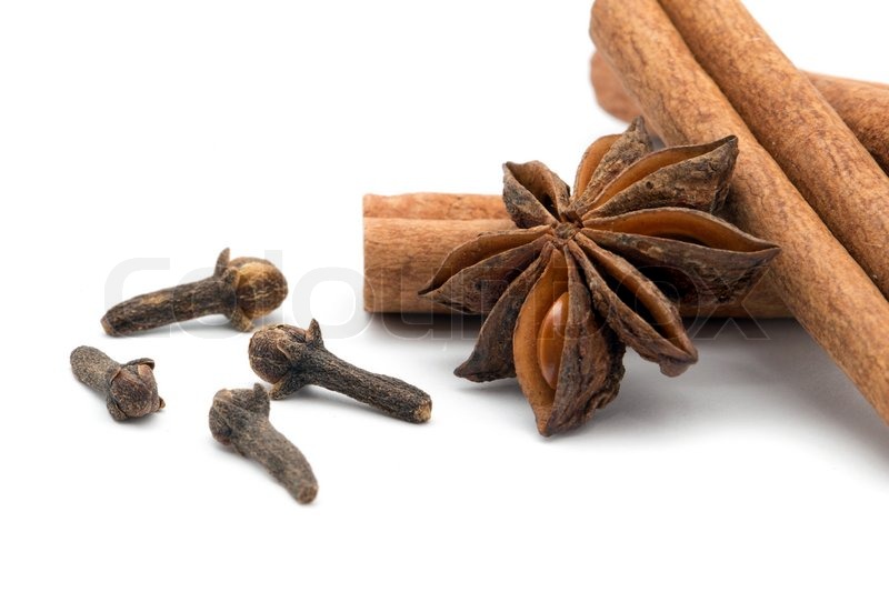 Cloves, anise and cinnamon isolated on Stock image Colourbox