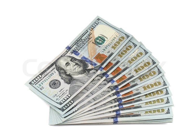 Stack Of New 100 Dollar Bills Isolated On White Stack Of New 100 Dollar Bills Isolated On White