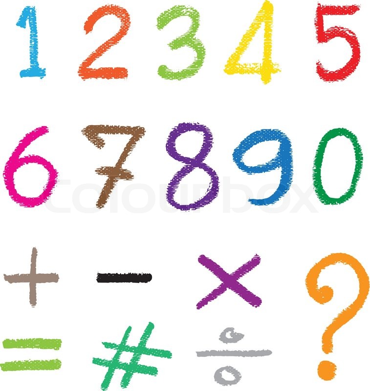 The number drawn by a crayon. Vector Stock vector Colourbox