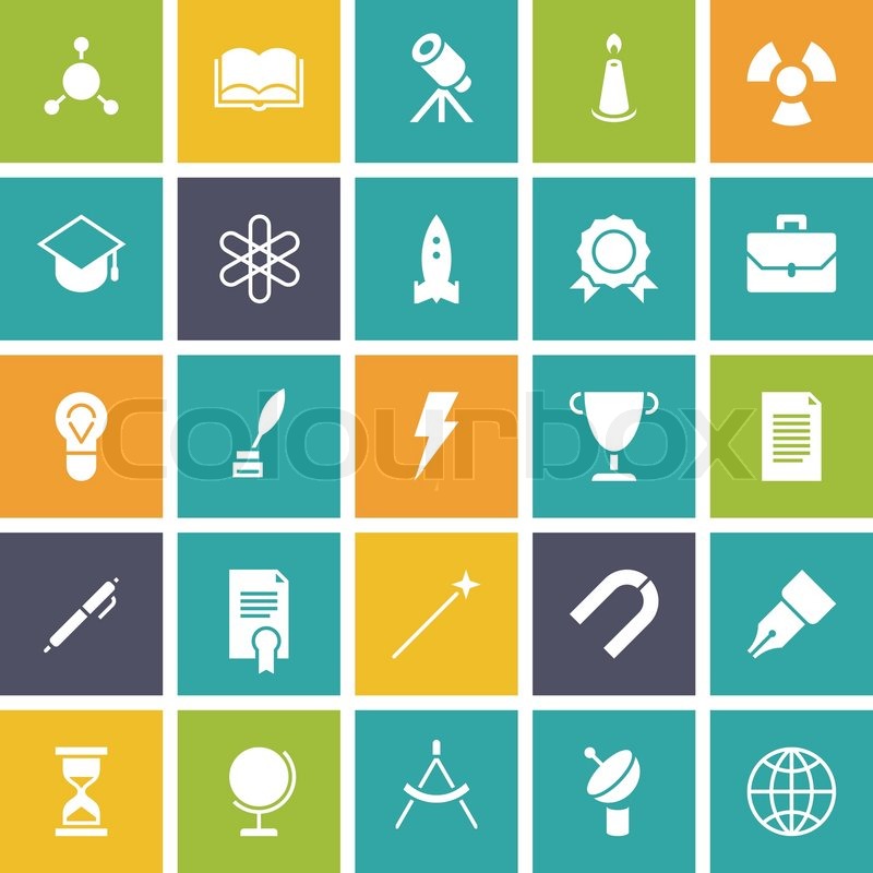 flat design icons for education and science vector illustration