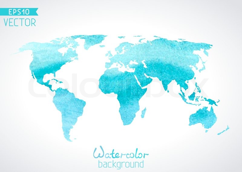 World vector watercolour map isolated on light background ...