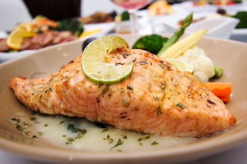 grilled-salmon-steak-with-the-fresh-stock-image-colourbox