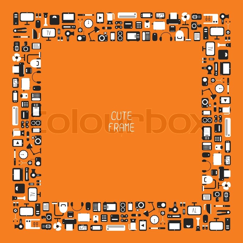 Frame of electronic devices and home Stock vector Colourbox