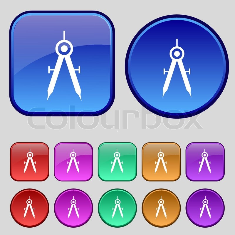 Mathematical Compass sign icon. Set of Stock vector Colourbox