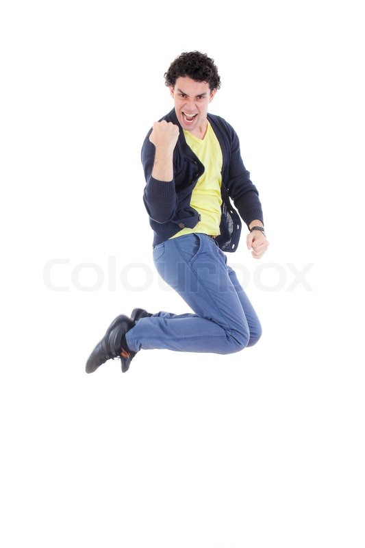 excited man jumping