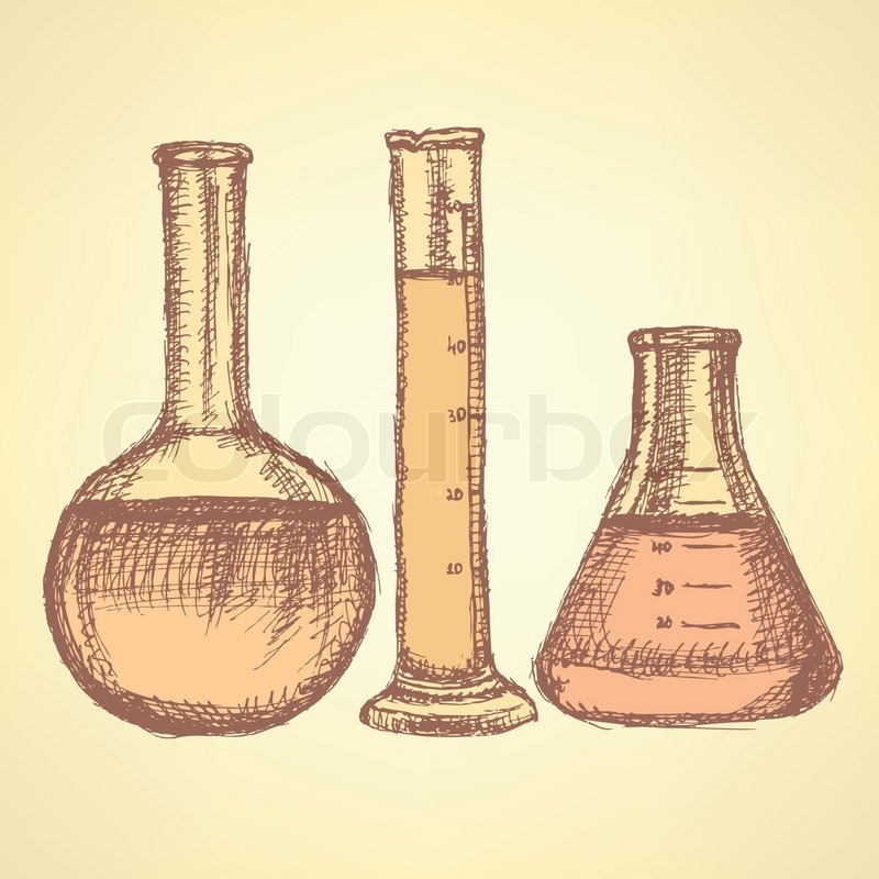 Sketch beaker in vintage style, vector Stock vector Colourbox