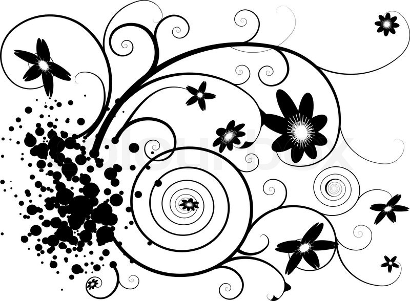 Abstract grunge floral design in black and white | Stock Vector | Colourbox