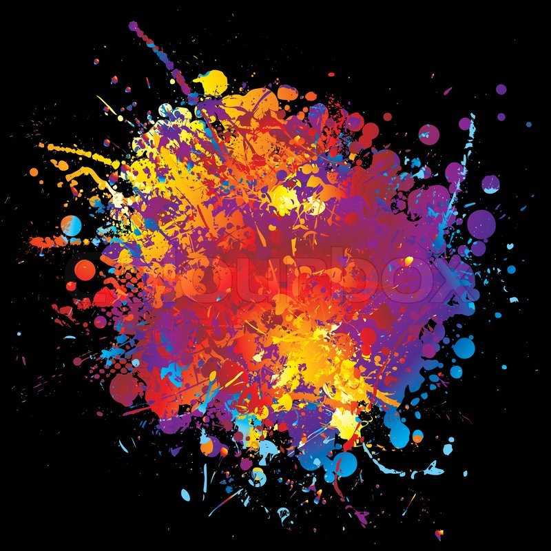 Round rainbow ink splat with halftone | Stock vector | Colourbox