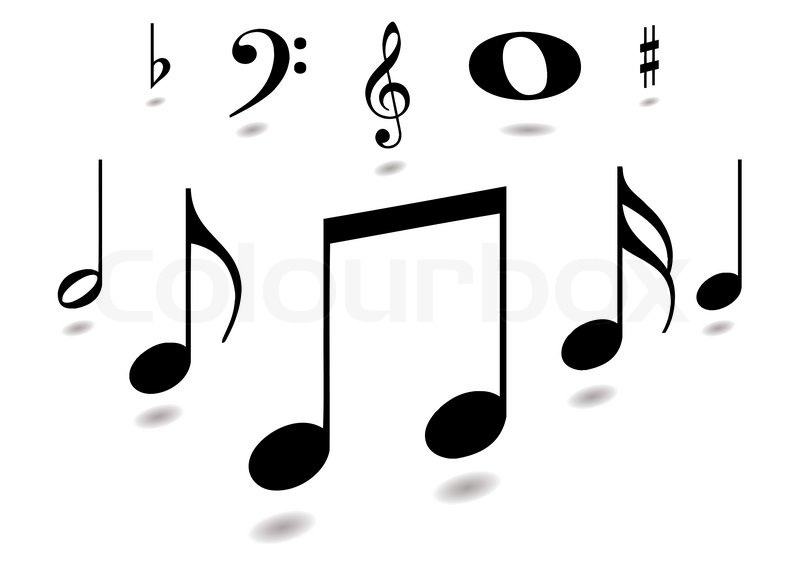 Collection of musical notes with drop ... | Stock vector | Colourbox
