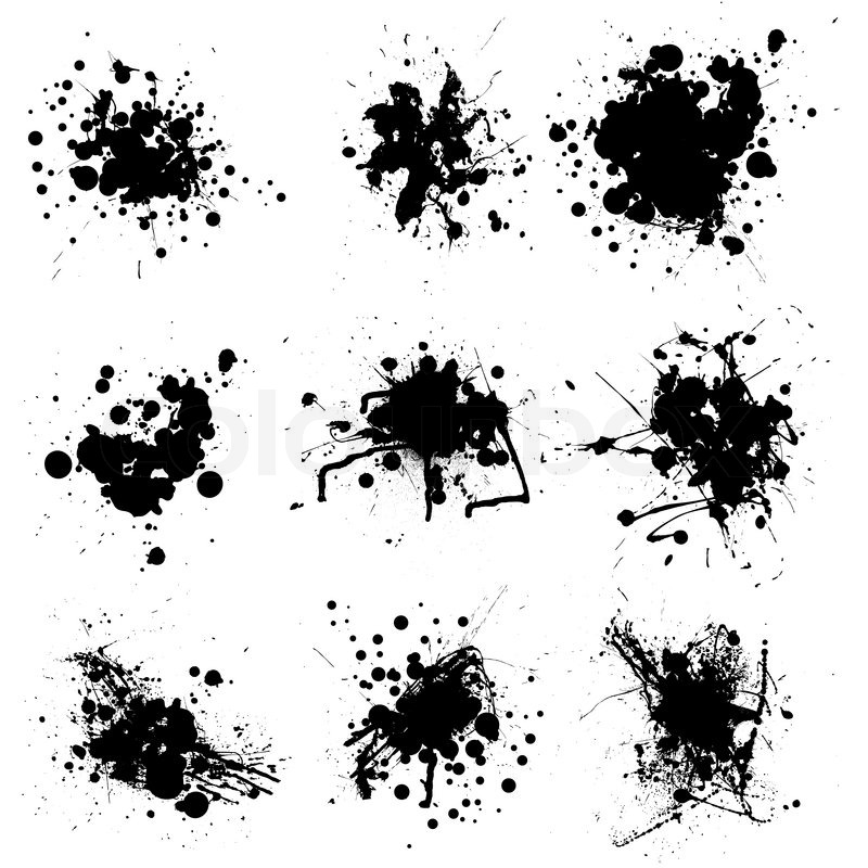 Collection of nine small ink splats in black | Stock Vector | Colourbox