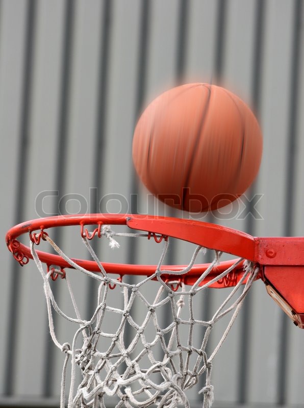 Sport, basket ball in movement falling Stock image Colourbox