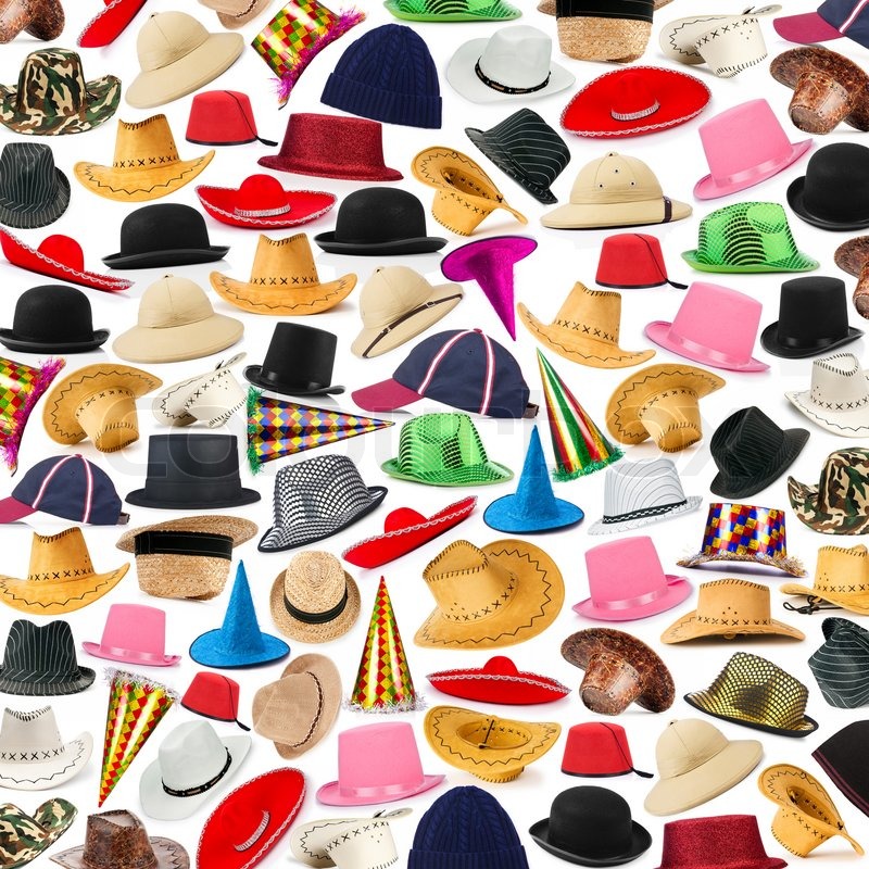 Many hats arranged as background | Stock image | Colourbox