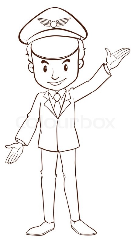 A Plain Drawing Of A Happy Pilot On A Stock Vector Colourbox