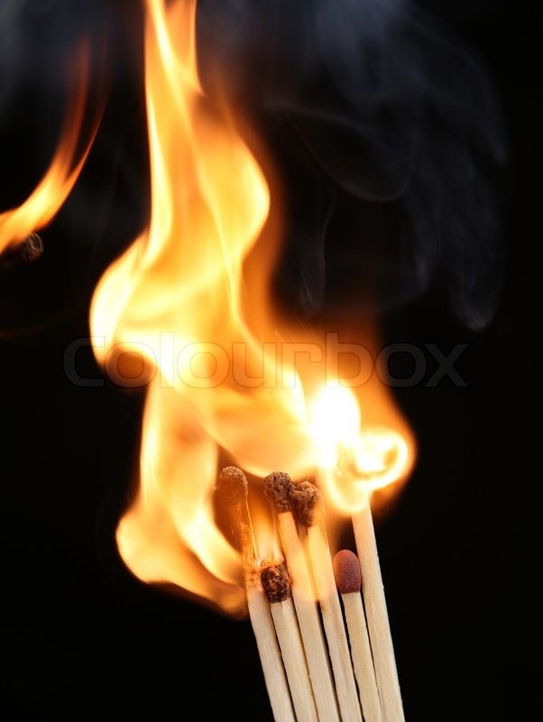 Picture of matches flame burning Stock image Colourbox