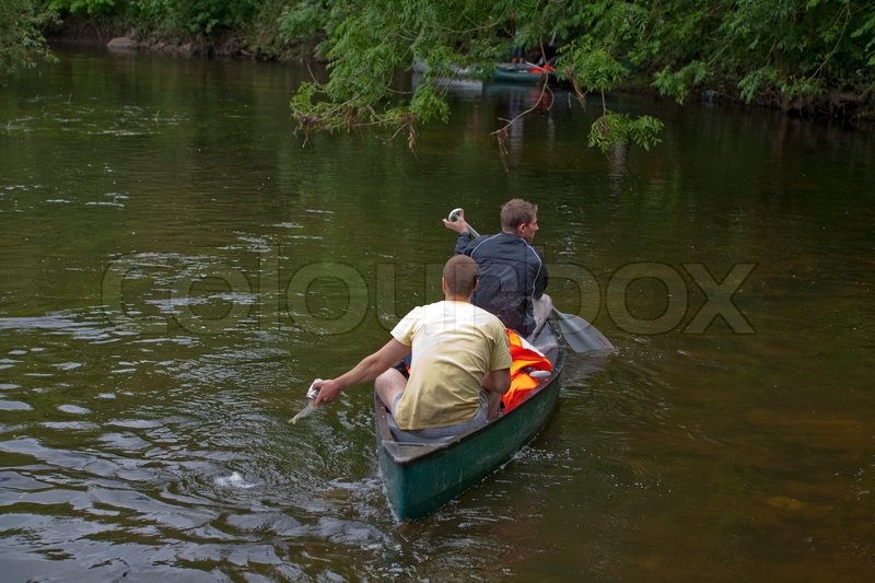 Canoe Sailing Down The River Odense Stock Image Colourbox