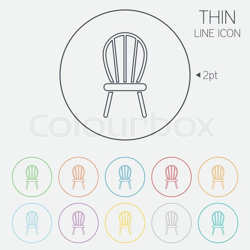 Modern Furniture Icon chair sign icon. modern furniture symbol. thin line circle web Modern Furniture Icon chair sign icon. modern furniture symbol. thin line circle web