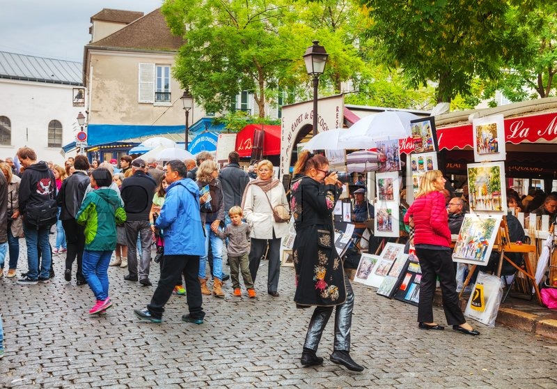 PARIS OCTOBER 12 Crowded street on Stock image Colourbox