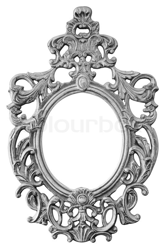 Silver ornate oval frame isolated on | Stock image | Colourbox