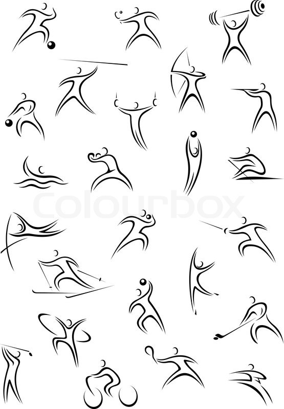 set of sporting vector sketch line drawing character icons depicting men in action in a wide variety of sports stock vector colourbox - Sports Drawing Pictures set of sporting vector sketch line drawing character icons depicting men in action in a wide variety of sports stock vector colourbox - Sports Drawing Pictures