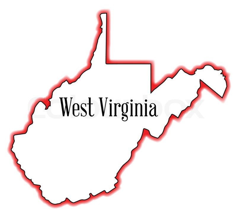 west virginia outline map over a white background stock vector colourbox